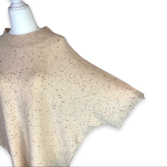 LOFT Outlet Women L Soft Cream Dolman Sleeve High Neck Pullover Sweater Speckled - Picture 4 of 8